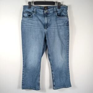 Lee 16M Womens Cropped Jeans Blue Stretch Denim Straight Leg Mid Rise Casual